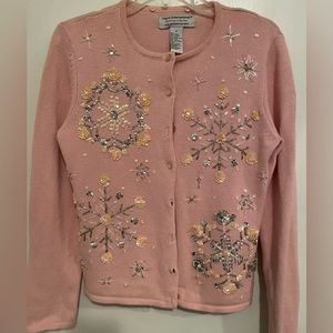 Small Christmas Sweater, I don’t have the collar, Pretty with sequins& beading.